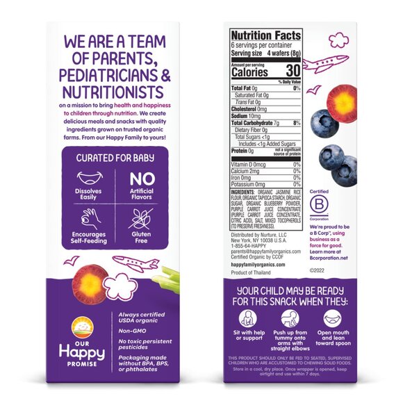 Organic Teethers, Gentle Teething Wafers, Blueberry & Purple Carrot, 12 Packs - Picture 6 of 6